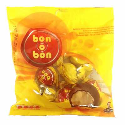 Bon o Bon Chocolate covered bonbons with Peanut Cream Filling and Wafers Containing Approx. 10 pieces - Argentina