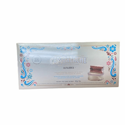 Cambalache Alfajores de Chocolate Blanco Rellenos con Dulce de Leche (6 Alfajores) Net WT 14oz