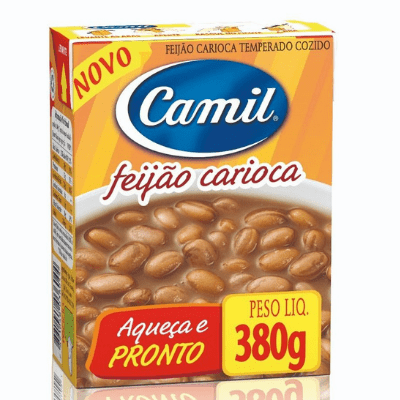 Camil Feijao Pronto Carioca Temperado Cozido Com Tempero (Brown Beans With Seasoning) Net.Wt 380g