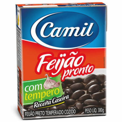 Camil Feijao Pronto Com Tempero Preto Temperado Cozido ( Black Beans with Seasoning ) Net.Wt 380g