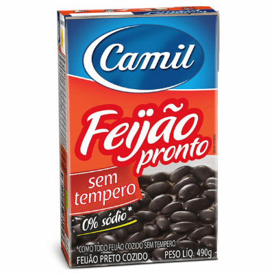 Camil Feijao Pronto Preto Cozido (Black Beans) Net.Wt 490g