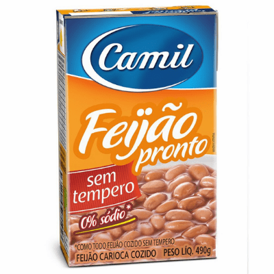 Camil Feijao Pronto Sem Tempero Carioca Cozido ( Brown Beans Without Seasoning ) Net.Wt 490g