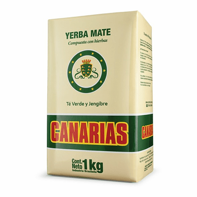 Canarias Yerba Mate Compuesta Con Hierbas Te Verde y Jengibre Net.Wt 1Kg