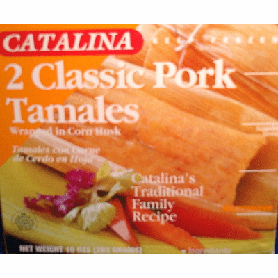 CATALINA Tamales con Puerco Envueltos en Hoja 10 oz. 4 Paquetes