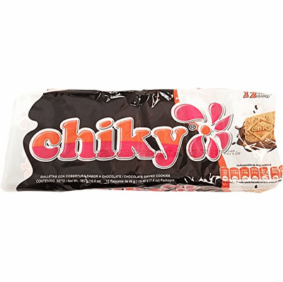 Chiky Galletas con Cobertura Sabor Chocolate (Chocolate Dipped Cookies) 12 paquetes Net Wt 480g