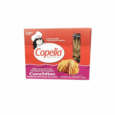 Copelia Conchitas Milk Caramel Candy Creamy Inside ( Panelitas de Arequipe Rellenas de dulce de leche) 6 Units Net.Wt 4.23 oz