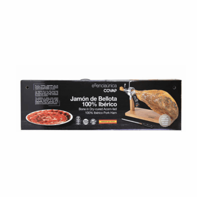 Covap Bone-In Dry-Cured Acorn-Fed 100% Iberico Pork Ha ( Jamon De Bellota 100 % Iberico ) Net.Wt 16.67 Lb con jamonera y cuchillo