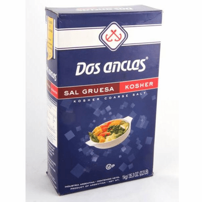 Dos Anclas Sal Gruesa Kosher (Kosher Coarse Salt) Net WT. 1 kg - Argentina