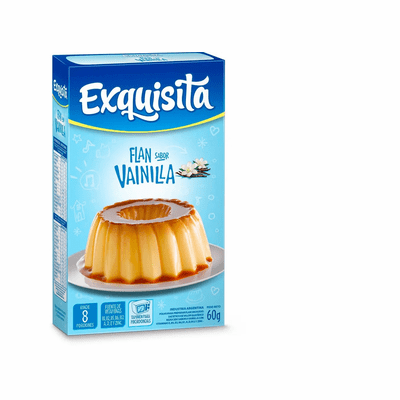 Exquisita Flan Vanilla Custard Mix Net.Wt 600 gr (15 packets of 40 grs.each)