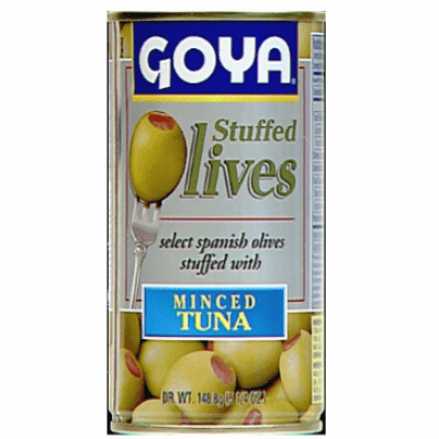 Goya Aceitunas Manzanilla Rellenas de Atun (Olives Stuffed with Minced Tuna) 5.25 oz.