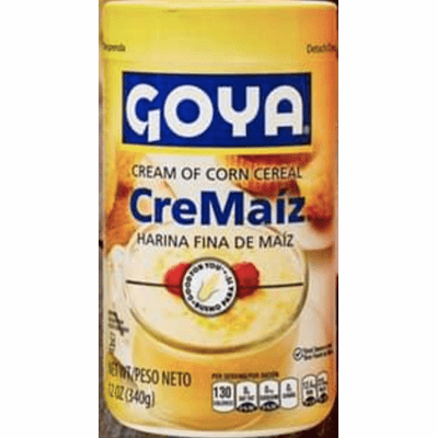 Goya Cream Of Corn Cereal CreMaiz Harina Fina De Maiz Net.Wt 340 Gr