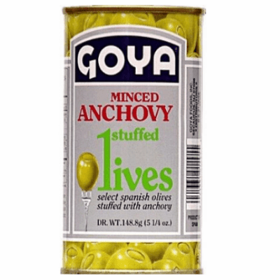 Goya Olives Stuffed with Anchioves (Aceitunas Rellenas de Anchoa) 148.8g