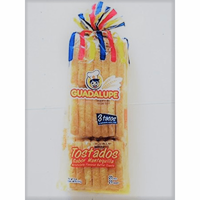 Guadalupe Tostados sabor mantequilla 21 unidades (Artificially Flavored Butter Toasts 21 pieces) NET WT. 9oz