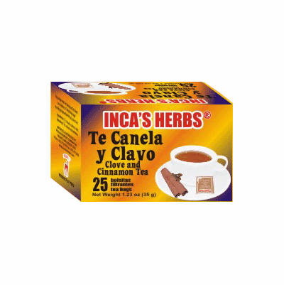 INCA'S HERBS Te Canela Y Clavo 25 Bolsitas Filtrantes 42 grs.