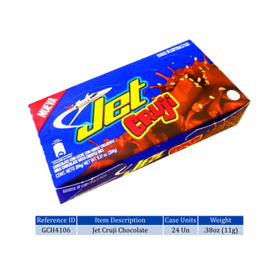 Jet Cruji Chocolate with Crisped Rice Net.Wt 9.31 oz Contains 24 units