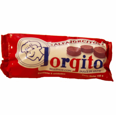 Jorgito Alfajorcitos de Chocolate Rellenos con Dulce de Leche 155 grs. (6 unidades)
