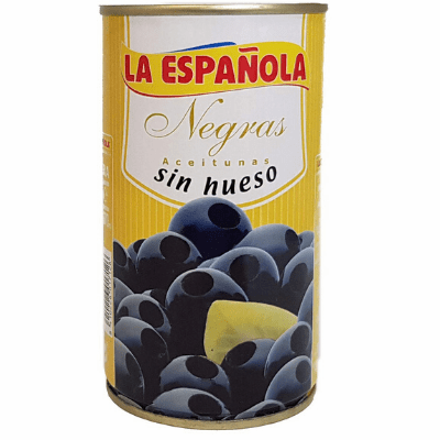 La Espanola Pitted Olives (Aceitunas Negras Sin Hueso) Net.Wt 300g