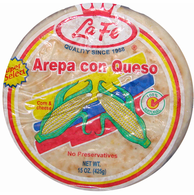 LA FE Arepa con Queso 3-15 oz. Bags (3 lbs. total = 12 Arepas)