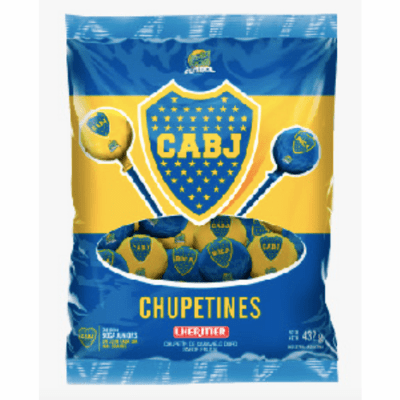 Lheritier Bola Boca Futbol Hard Candy Lollipops Cherry Flavored ( 24 units ) Net.Wt 432g