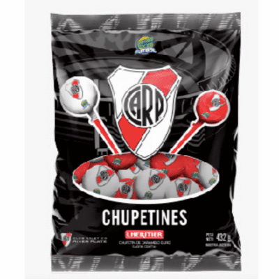 Lheritier Bola Loca Futbol River Plate Hard Candy Lollipops Cherry Flavored Net.Wt 432 g ( 24 units )
