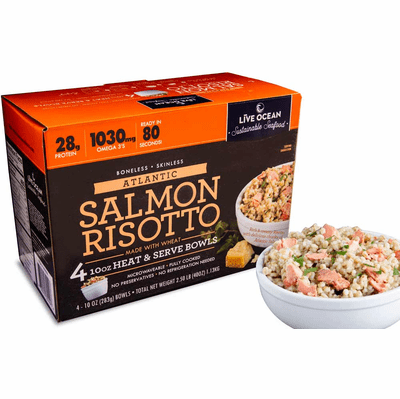 Live Ocean Seafood Salmon Risotto 4-10 oz Bowls Net. Wt 2.50 Lb