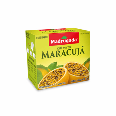 Madrugada Cha Misto Maracuja (Passion Fruit Tea) package weighing 15g containing 10 bags - Brazil