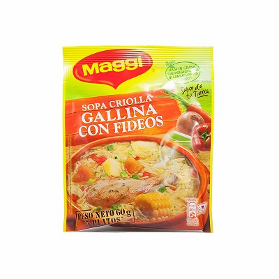 Maggi Sopa Criolla Gallina Con Fideos ( Hen Flavored & noodle Soup Mix ) Net.Wt 2.12 oz