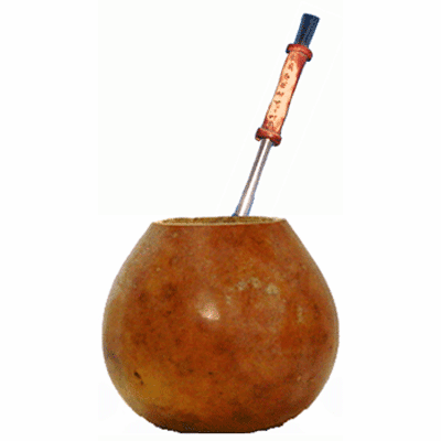 Mate Calabaza & Bombilla Recta Con Adorno Argentino