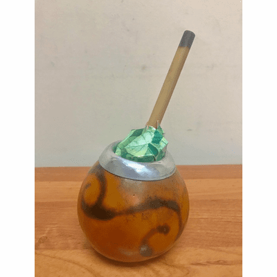 Mate Calabaza Con Virola de Aluminio y Bombilla