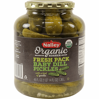 Nalley Organic Kosher Fresh Pack Baby Dill Pickles With A Hit Of Garlic Net.Wt 46 oz