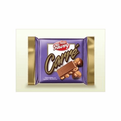 Nestle Savoy Carre Chocolate con Leche y Avellanas (Milk Chocolate with Hazelnuts) Net Wt 3.53oz (100g)