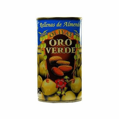 Oro Verde Aceitunas Espanolas Rellenas de Almendra - Spanish Olives Stuffed with Almond 350g