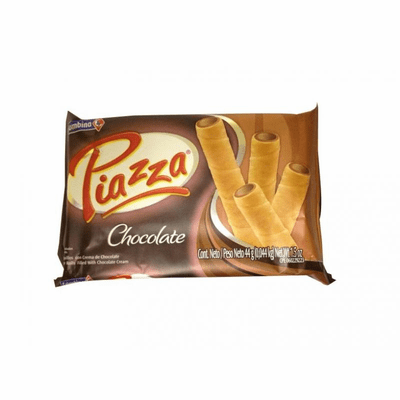 Piazza Barquillos con Crema de Chocolate (Wafer Rolls with Chocolate Cream) 10 units- NET WT 1.5oz