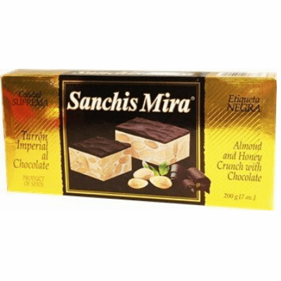 Sanchis Mira Turron Imperial al Chocolate Etiqueta Negra, Calidad Suprema  200g (7oz)