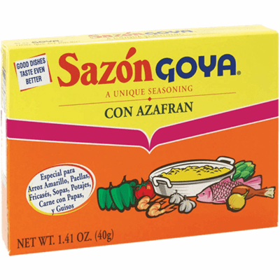 Sazon Goya A unique Seasoning Con Azafran Net. Wt 3.52 oz