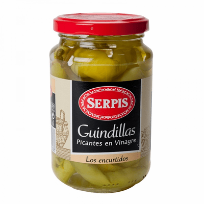 Serpis Guindillas Picantes en Vinagre (Pickles Spicy Green) NET WT 320g