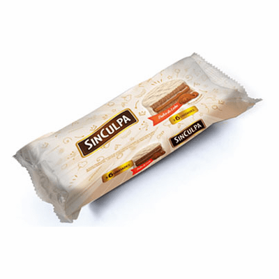 Sin Culpa Alfajor Relleno De Dulce De Leche cubierto Con Bano De Reposteria Blanco Net.Wt 240G
