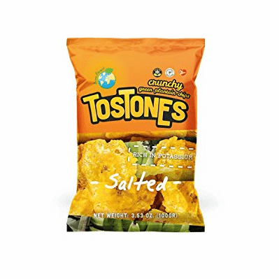 Tostones Crunchy Green Plantain Chips Salted Net.Wt 3.53 oz