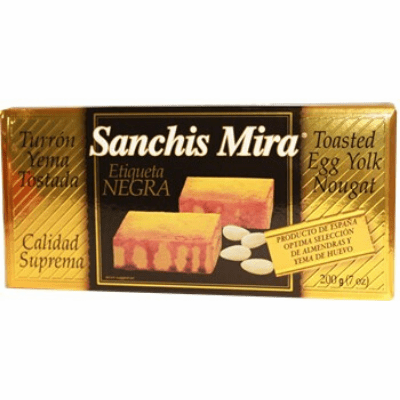 Sanchis Mira Turron de Yema Tostada Etiqueta Negra Calidad Suprema 200 grs. (7oz.)