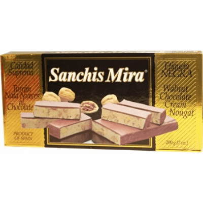 Turron Mazapan Nueces con Chocolate (Walnut Chocolate Marzipan) Sanchis Mira 200 grs. (7oz.)