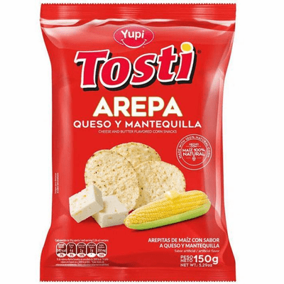 Yupi Tosti Arepa Queso Y Mantequilla Net.Wt 150G